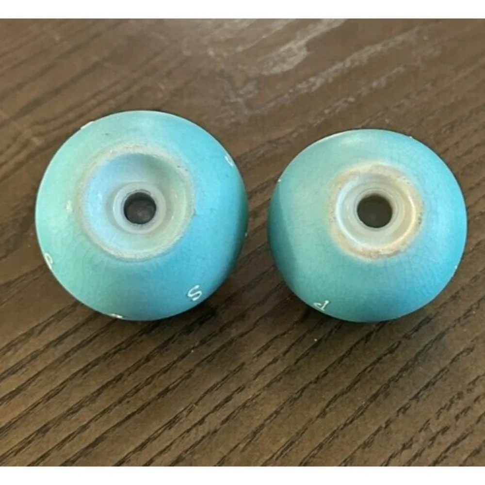 Vintage MCM Enesco Japan HTF Salt Pepper Shakers‎ Blue Edith Nielsen(?)